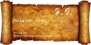 Heimler Irén névjegykártya